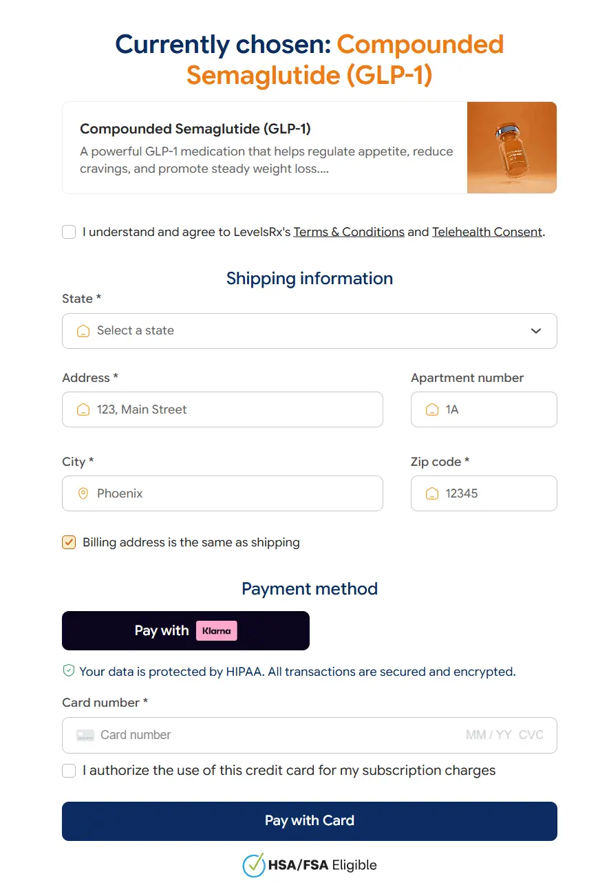 Levelrx-checkout-page